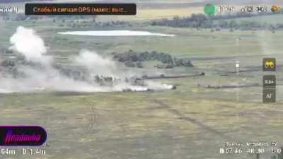 One Russian tank destroys 2 Ukranian Tanks and 6 armored cars 