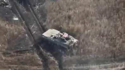 Russian BMP squishing Russian infantry before being hit. Avdiivka front