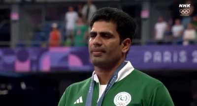 National Anthem of Pakistan being played at Javelin Throw Medal Ceremony at Paris Olympics!