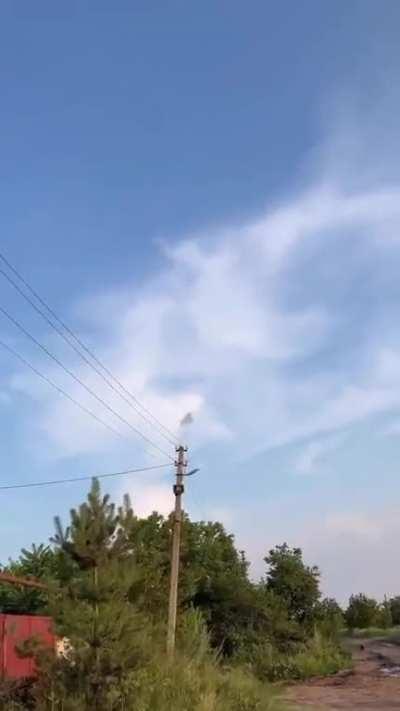 A Ukrainian soldier shoots down a Russian Lancet UAV with small arms fire.