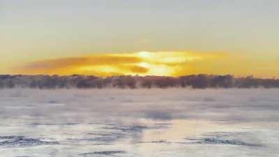 “Sea smoke” over Lake Michigan - Chicago, Montrose Harbor