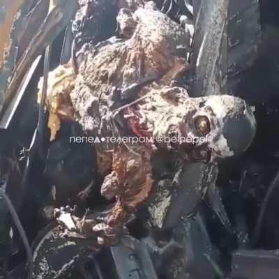 Remains of Russian Terminator soldier after his truck exploded 18++