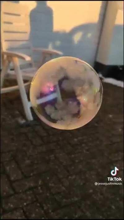 Bubbles freezing midair