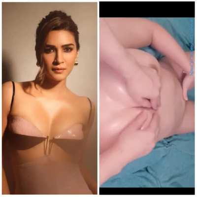 Squeezing kriti sanon milky boobs like this