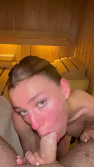 I saw his cock in the sauna and I immediately had to suck it