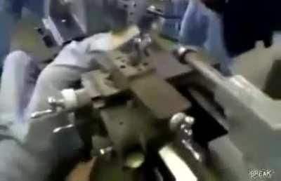 WCGW: Putting your foot on powerful machinery, while it's on.