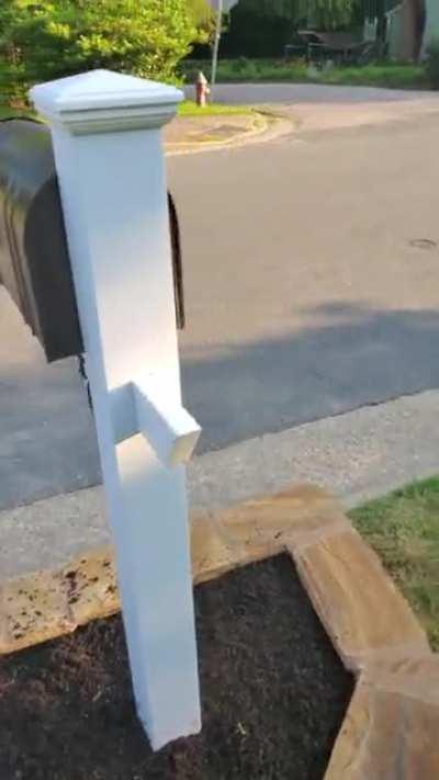 Dad tried installing numbers on the mailbox...