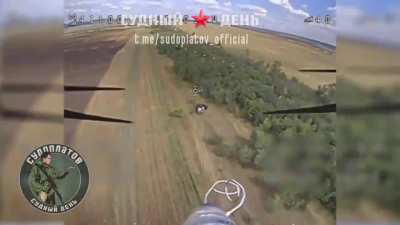 Russian Sudoplatov FPV kamikaze drone strikes on Ukrainian pickup truck 