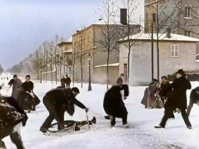 Snowball fight from 1896