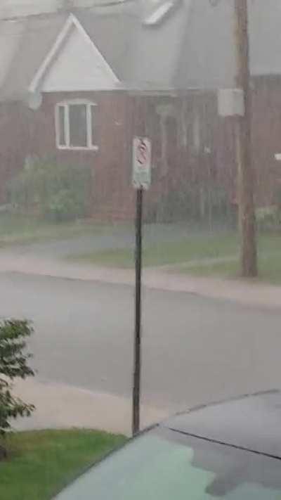 Heavy rain in Hamilton, Ontario moments ago