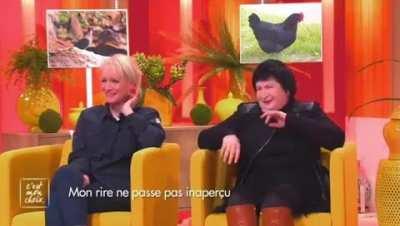 People with odd chuckles were invited to sit together in a French TV broadcast.