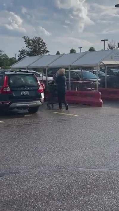 She was not about to let the rain ruin her hair.