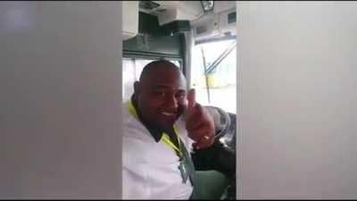 Bus driver taking a selfie