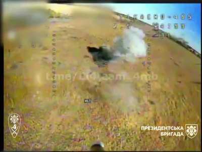 Footage provided by the Ukrainian Presidential Brigade &quot;Hetman Bohdan Khmelnytskyi&quot; shows attacks with FPV quads on Russian vehicles, including a TOS-1.