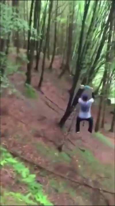 WCGW if you swing on a homemade zipline