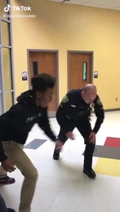 Cop and student have a race