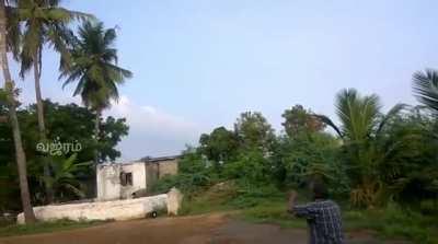 This man wielding a valari, an ancient axe boomerang weapon, in Tamilnadu, India