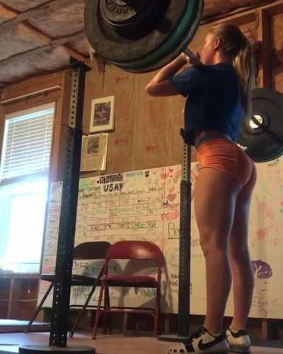 Weightlifter Sydney Goad doing front squats