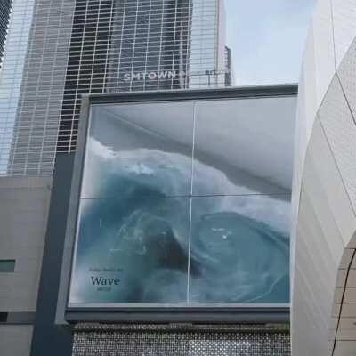 Beautiful Public art &quot;Wave&quot; on a digital screen board in Korea