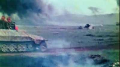 German Half track Assault , ( 1944 late war ??? ) . Original color footage .