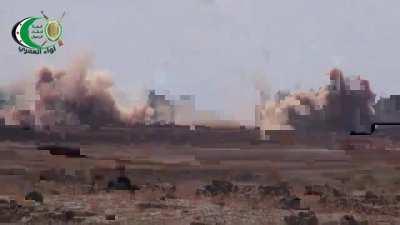 FSA indirect fire causes the catastrophic failure of an SAA MLRS system - Daraa - 9/22/2013