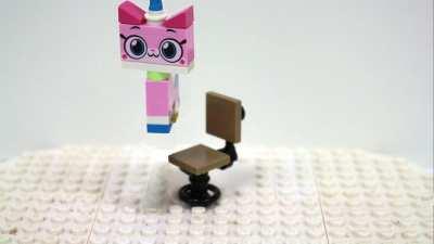 Unikitty does a spin (stop motion, not great)