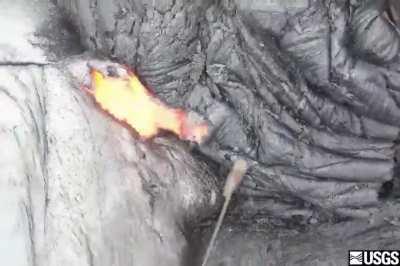 How Geologists Collect Lava Samples From Volcanoes