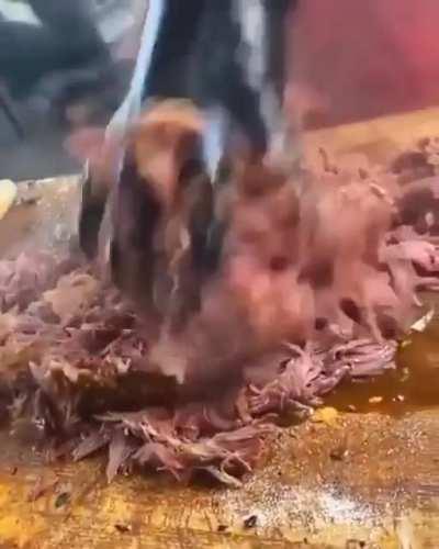 The way he cuts the meat