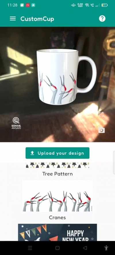 Its demo of custom mug configurator which I made in Angular. Where user can select predefined design or upload their own design. Also they can capture photo of customised model.