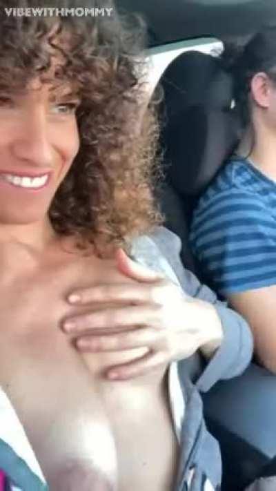 I love to embarrass my son while on road trips! [mf] milf