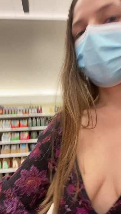 Hope me flashing my pussy in the breakfast aisle helps start your morning right