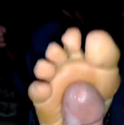 Footjob one foot cum 