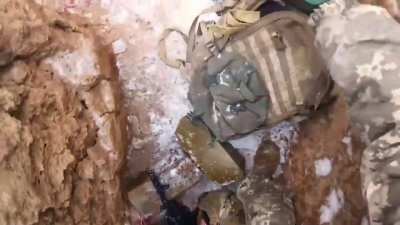 Ukrainian soldier killed while filming in his trench under fire.