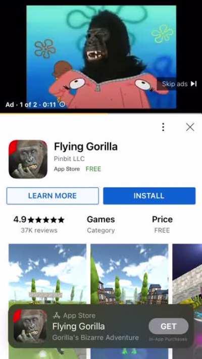 Guys guess what I finally encountered the flying gorilla ad