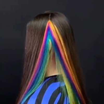 Rainbow hair under the natural hair.