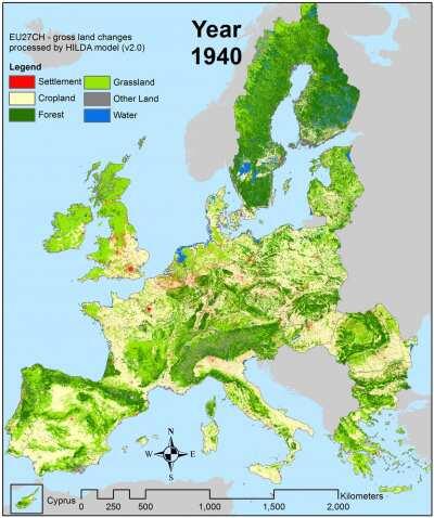 Europe's land cover from 1900 to 2010