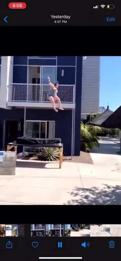 Wcgw jumping from the second floor to a table