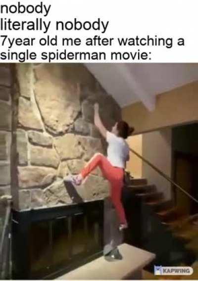 the first superhero i saw was spiderman