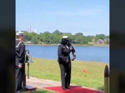 After serving 6 years in the Army — and 20 years in the Navy - this hero retires and she walked out like this.