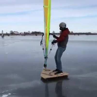 Windsurfing on ice