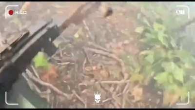 Ukranian soldiers GoPro films another soldier getting hit by a RPG