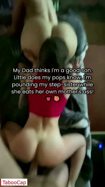 While my drunk dad was asleep, my stepmom watched me fuck a baby in my stepsister's tight pussy (cheat) (family)