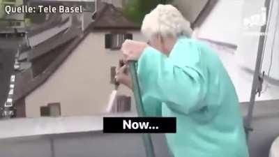 Savage Swiss granny runs prostitutes off her block with garden hose (Basel, Switzerland)