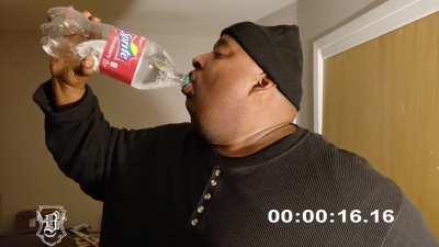 Chugging a 2 liter bottle of soda and the resulting burp