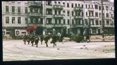 WWII Soviet Soldier Catches Artillery Muzzle Blast