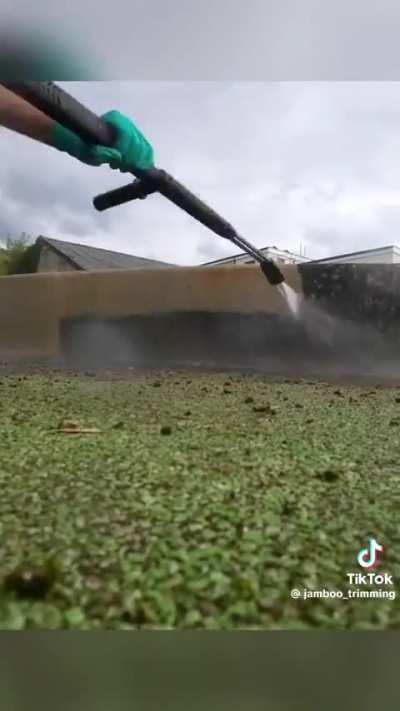 Power washing a skatepark.