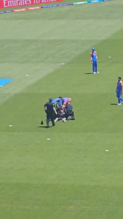 A spectator invading cricket match in New York between India and Bangladesh.