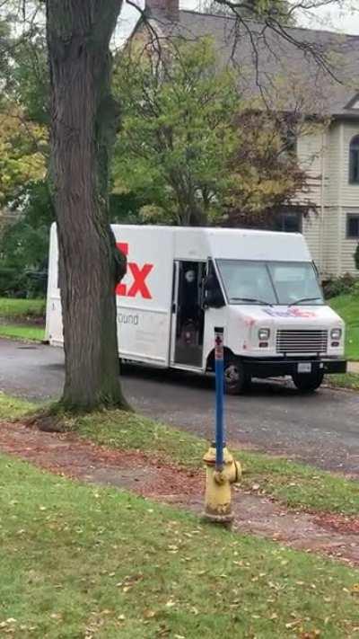 This FedEx driver was having fun on Halloween