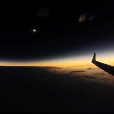 This is what a solar eclipse looks like from 40k feet up