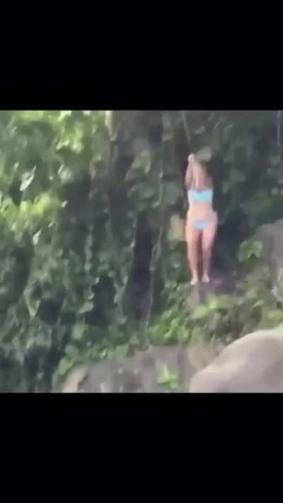 WCGW putting a rope swing over rocks